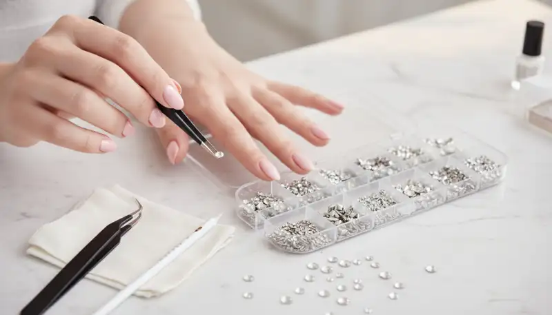 3D Nageldesign: Steine kunstvoll anbringen