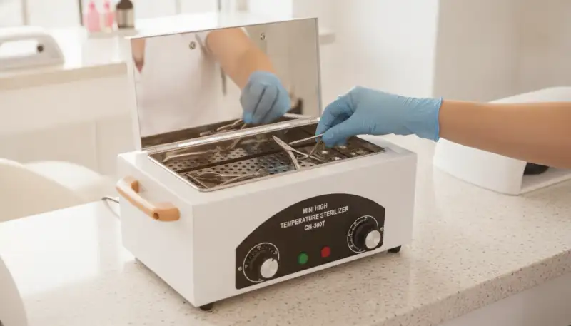 Sichere Hygiene im Nagelstudio: Der Heißluftsterilisator 1,5L 300W, Trockene Hitze Sterilisatoren für Nagelwerkzeuge 200°C mit Timer & K